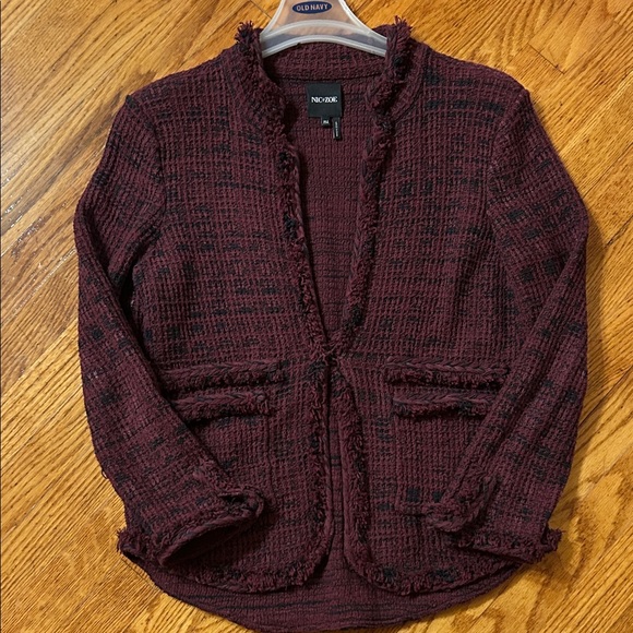 NWOT Nic + Zoe Burgundy knit Women's Cardigan ***minor flaw size PM - Picture 1 of 6
